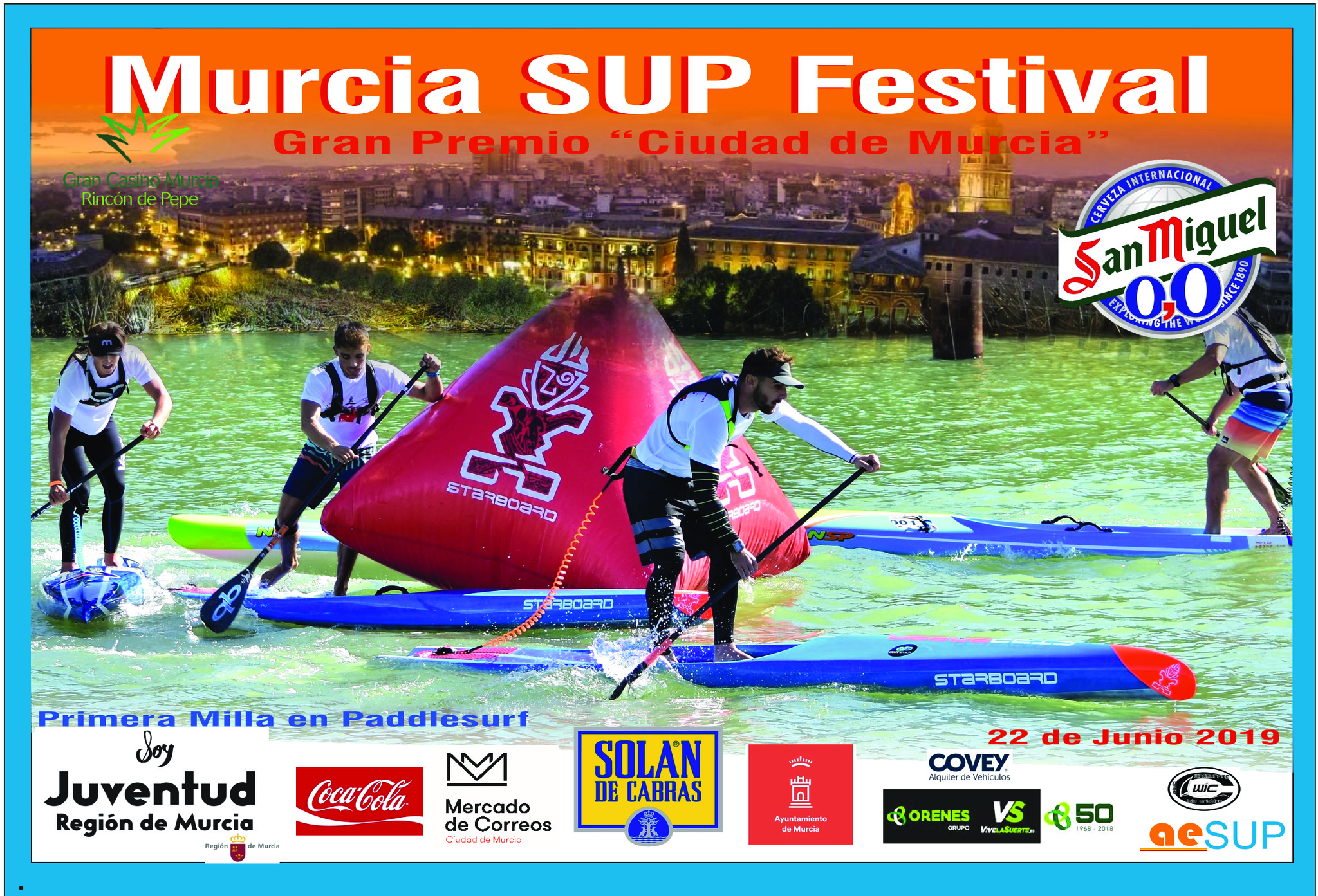Cartel de la I Edición del Murcia SUP Festival que se celebra el sábado día 22 en el río Segura