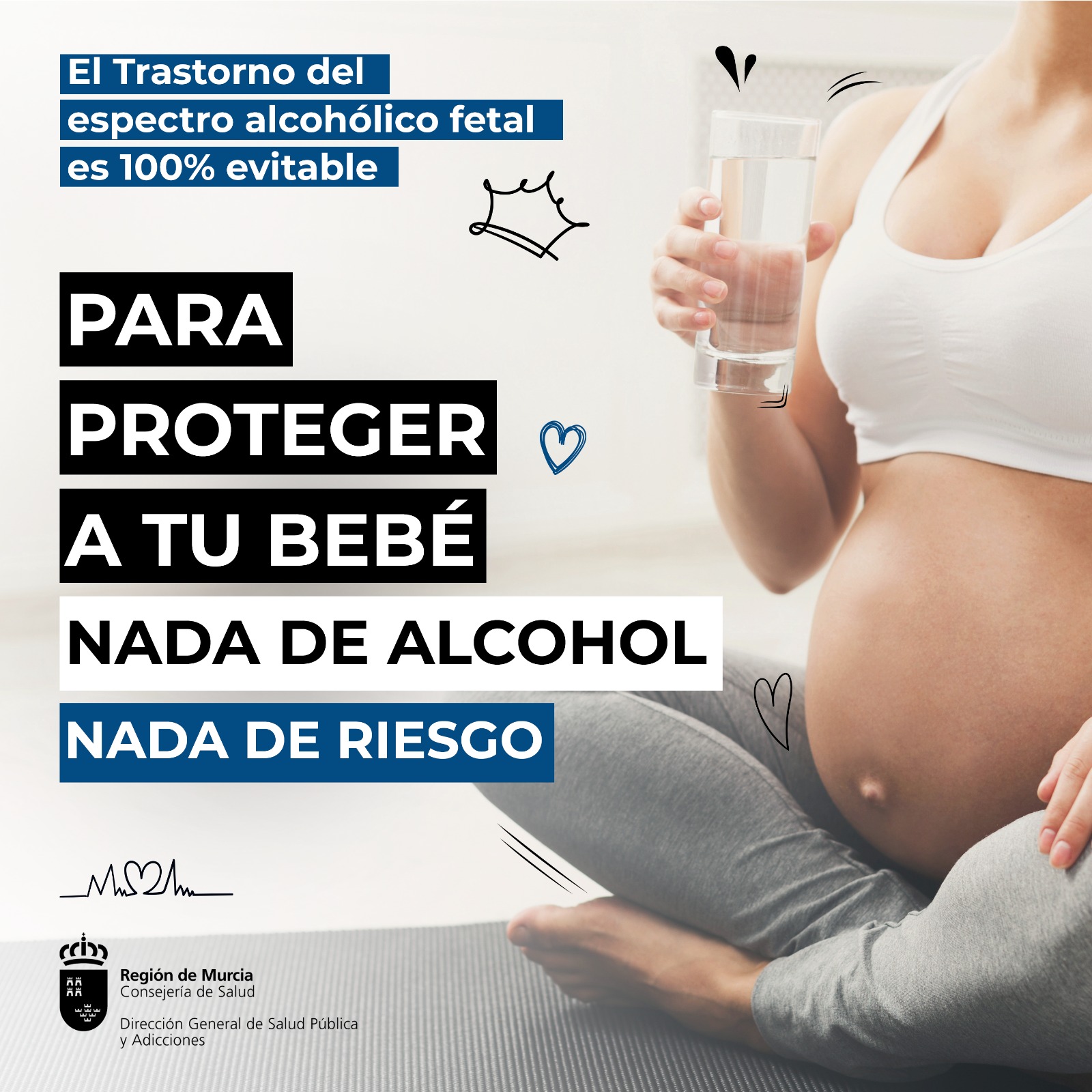 La Consejería de Salud ha diseñado una campaña informativa dirigida a la población en general y específicamente a mujeres embarazadas o que se planteen estarlo cuyo objetivo es prevenir el Trastorno del Espectro Alcohólico Fetal (TEAF)