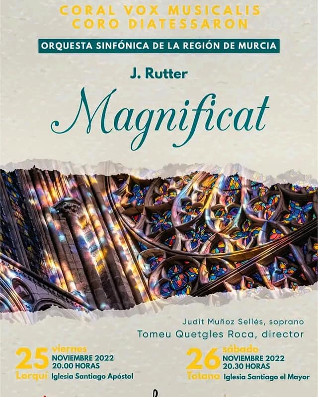 Cartel anunciador de los conciertos sinfónico-corales que tendrán lugar en Lorquí y en Totana.