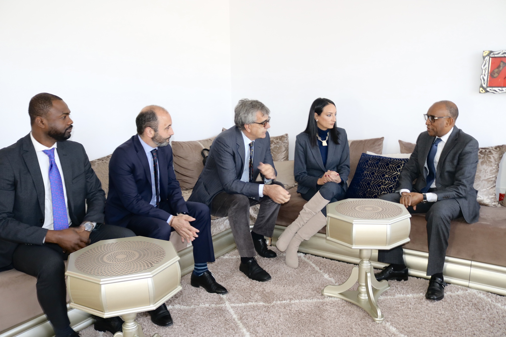 La consejera de Empresa, Economía Social y Autónomos, Valle Miguélez, durante la reunión con el embajador de Mauritania en España, Kane Boubakar (I)