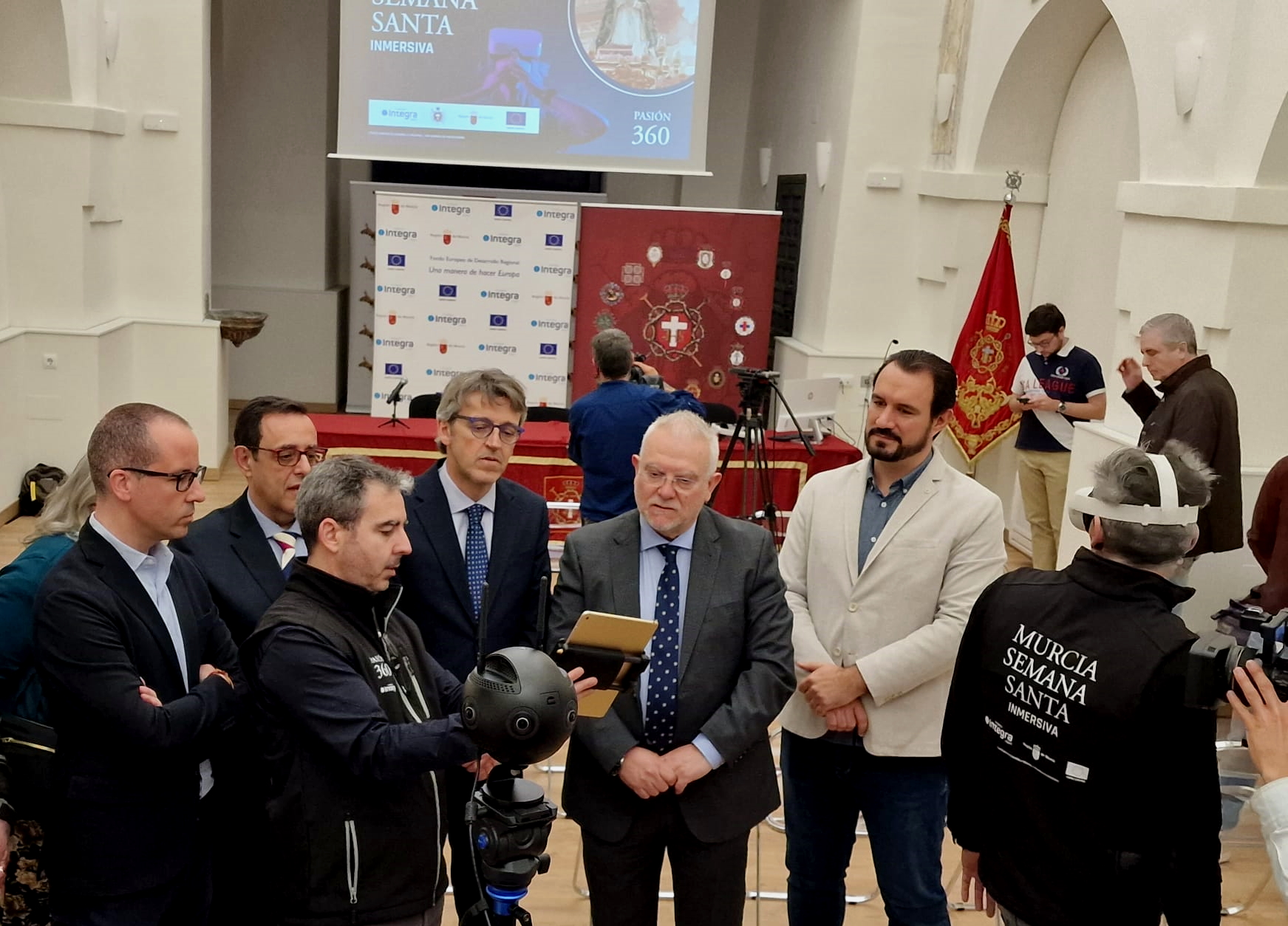 El consejero de Economía, Hacienda, Fondos Europeos y Administración Digital, Luis Alberto Marín, en un momento de la presentación del proyecto 'Semana Santa de Murcia Inmersiva'