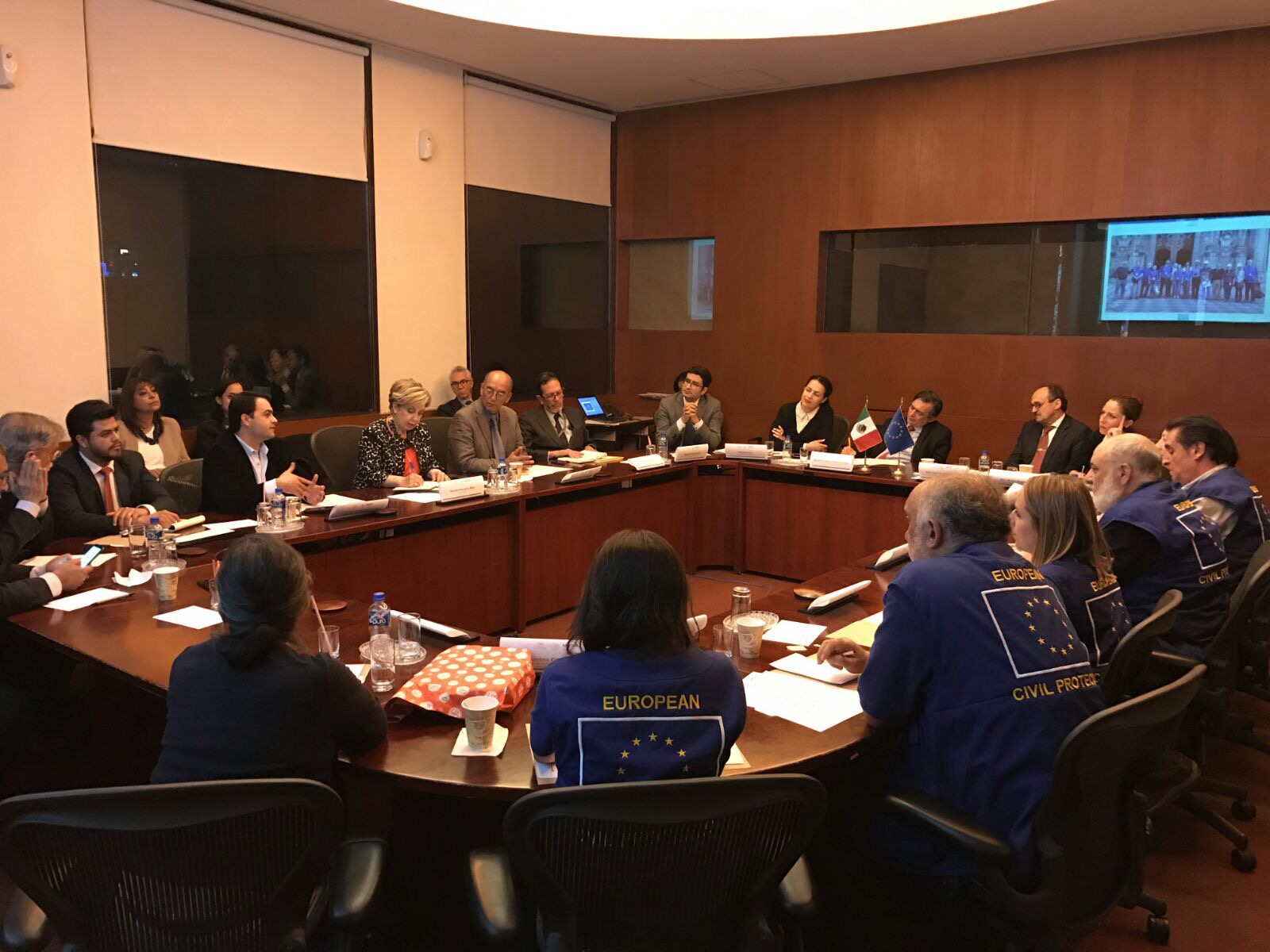 Imagen de una de las reuniones de la misión de expertos en patrimonio cultural del Mecanismo Europeo de Protección Civil en México