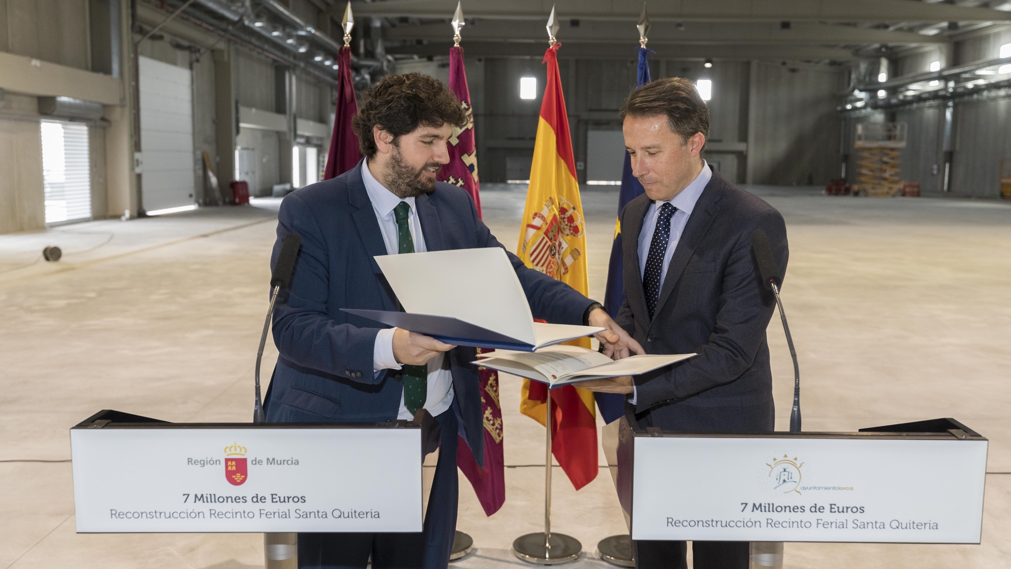 Firma del convenio de colaboración para acometer la fase II de reconstrucción del recinto ferial de Santa Quiteria