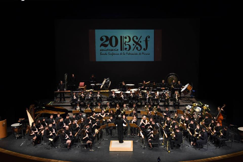 La Banda Sinfónica de la Federación de Bandas de la Región, durante un concierto en el Auditorio regional