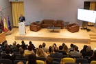El consejero de Presidencia, Turismo, Cultura, Juventud, Deportes y Portavocía, Marcos Ortuño, interviene en la inauguración del foro.