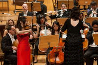 Imagen de una actuación de Lina Tur con la Orquesta Sinfónica de la Región de Murcia