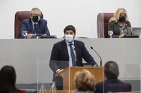 El presidente López Miras, durante su comparecencia en la Asamblea Regional para informar de la gestión de la pandemia por covid-19
