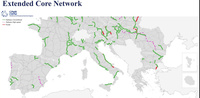 Imagen del plano de la propuesta de la propuesta de la red básica ampliada del Corredor Mediterráneo en la que incluye la conexión ferroviaria de...