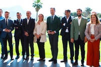 El consejero de Presidencia, Turismo, Cultura y Deportes, Marcos Ortuño, junto con los directores generales del Itrem, Juan Francisco Martínez, y...