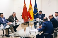 López Miras, durante la reunión mantenida hoy para analizar las acciones desplegadas en defensa del Tajo-Segura