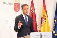 El portavoz del Gobierno regional, durante la rueda de prensa posterior a la reunión del Consejo de Gobierno
