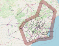 Distribución de las estaciones GNSS en el territorio regional y su conexión con la red estatal y otras redes autonómicas.