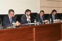 El jefe del Ejecutivo autonómico, Fernando López Miras, clausura la Junta Directiva de la Confederación Regional de Organizaciones Empresariales de Murcia (Croem)