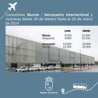 Infografías con los nuevos horarios entre el Aeropuerto y las estaciones de autobuses de Murcia y Cartagena.