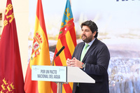 Imagen del presidente del Gobierno de la Región de Murcia, Fernando López Miras, que reivindica el trasvase Tajo-Segura, cuando se cumplen 45 años...