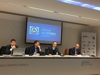 El director del Instituto de Fomento, Javier Celdrán, durante su intervención en la jornada sobre 'Cómo facilitar las exportaciones a China'.