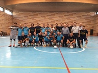 Saque de honor del partido de fútbol entre la Balompédica Murciana de Fútbol e internos del Centro Penitenciario Murcia II