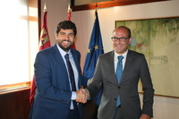 El presidente Fernando López Miras se reúne con el alcalde de Aledo, Juan José Andreo
