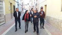 Visita a las obras de renovación urbana de la calle Escalante, en Lorca