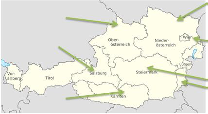 Participación del Servicio de Formación y Transferencia Tecnológica, a través de los CIFEAS de Molina de Segura y Lorca en el Encuentro que se ha realizado en Retz, Austria. Mapa