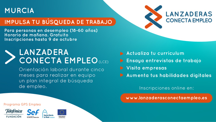 Cartel de la convocatoria 'Lanzadera Conecta Empleo' de Murcia