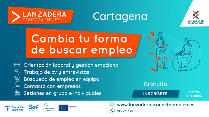 Cartel de la convocatoria de la 'Lanzadera Conecta Empleo' que se pondrá en marcha en Cartagena
