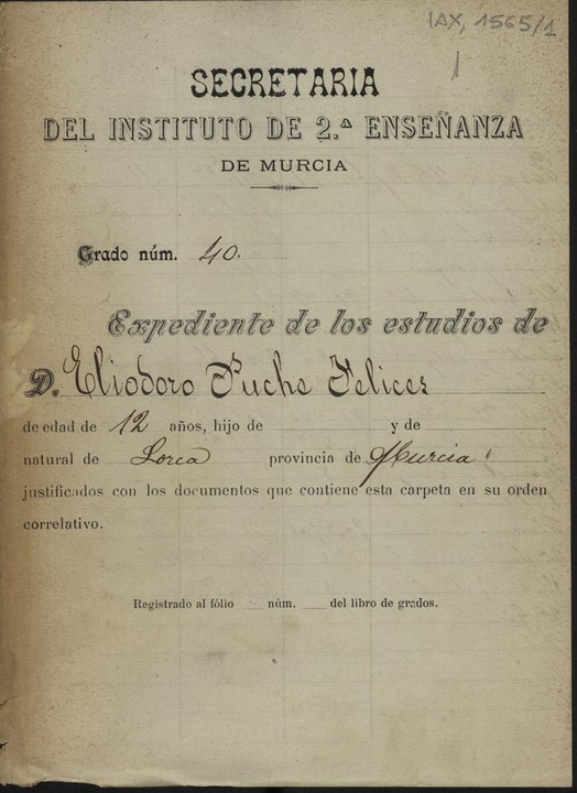 Documento de Eliodoro Puche digitalizado por el Archivo