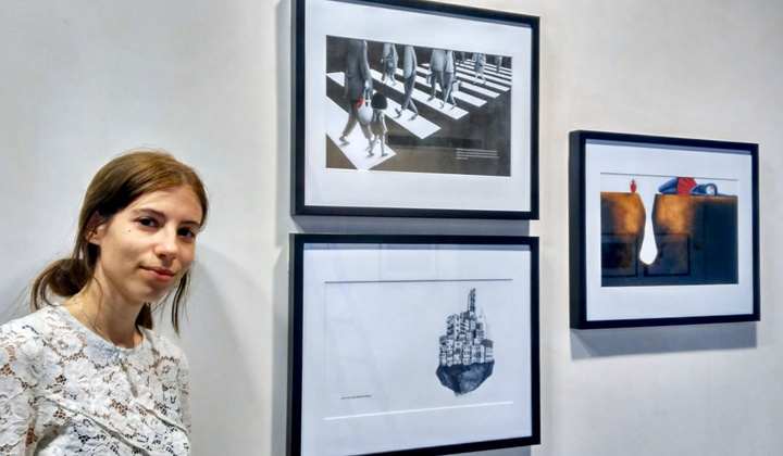 Los artistas Cristina Franco, Gloria Lapeña y Antonio Tapia, junto a algunas de las obras que exhiben dentro del Plan de Espacios Expositivos (II)