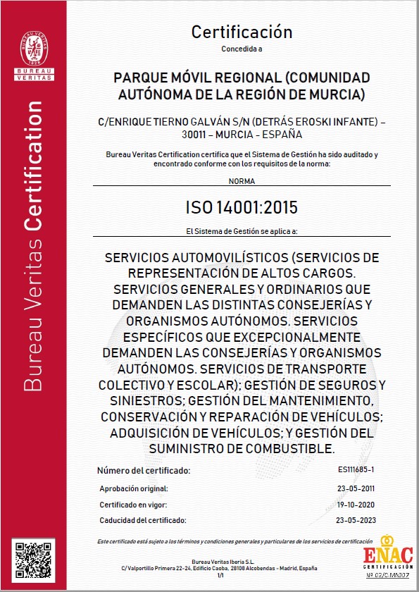Certificado ISO 14001/2015