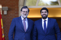 El jefe del Ejecutivo regional, Fernando López Miras, se reúne con el presidente del Gobierno, Mariano Rajoy