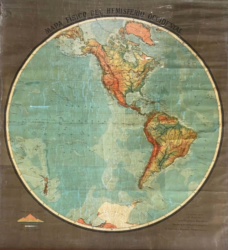Mapa físico del hemisferio occidental