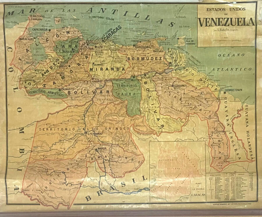 Mapa físico y político de los Estados Unidos de Venezuela