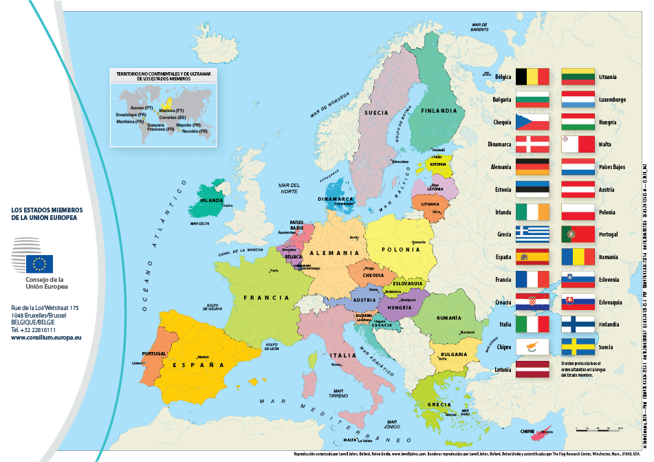 Mapa de estados miembros de la Unión Europea