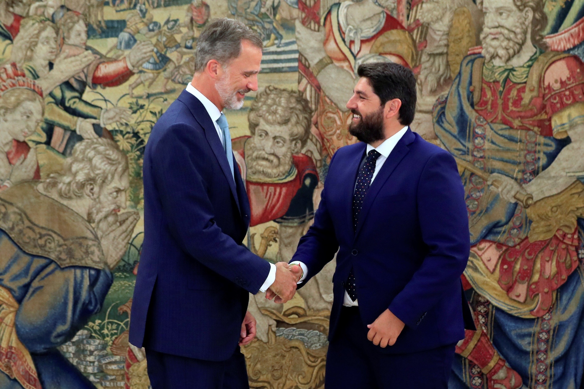 El presidente de la Comunidad Autónoma, Fernando López Miras, durante la recepción en audiencia por su Majestad el Rey Felipe VI