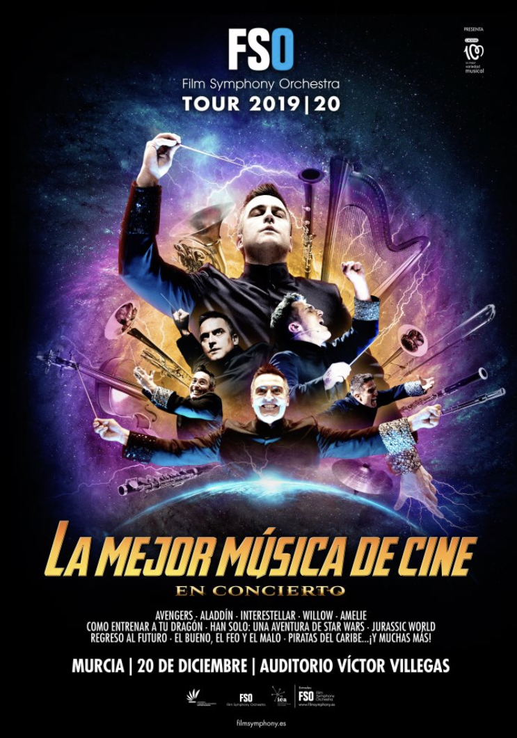 Cartel del concierto de la Film Symphony Orchestra en el Auditorio regional Víctor Villegas