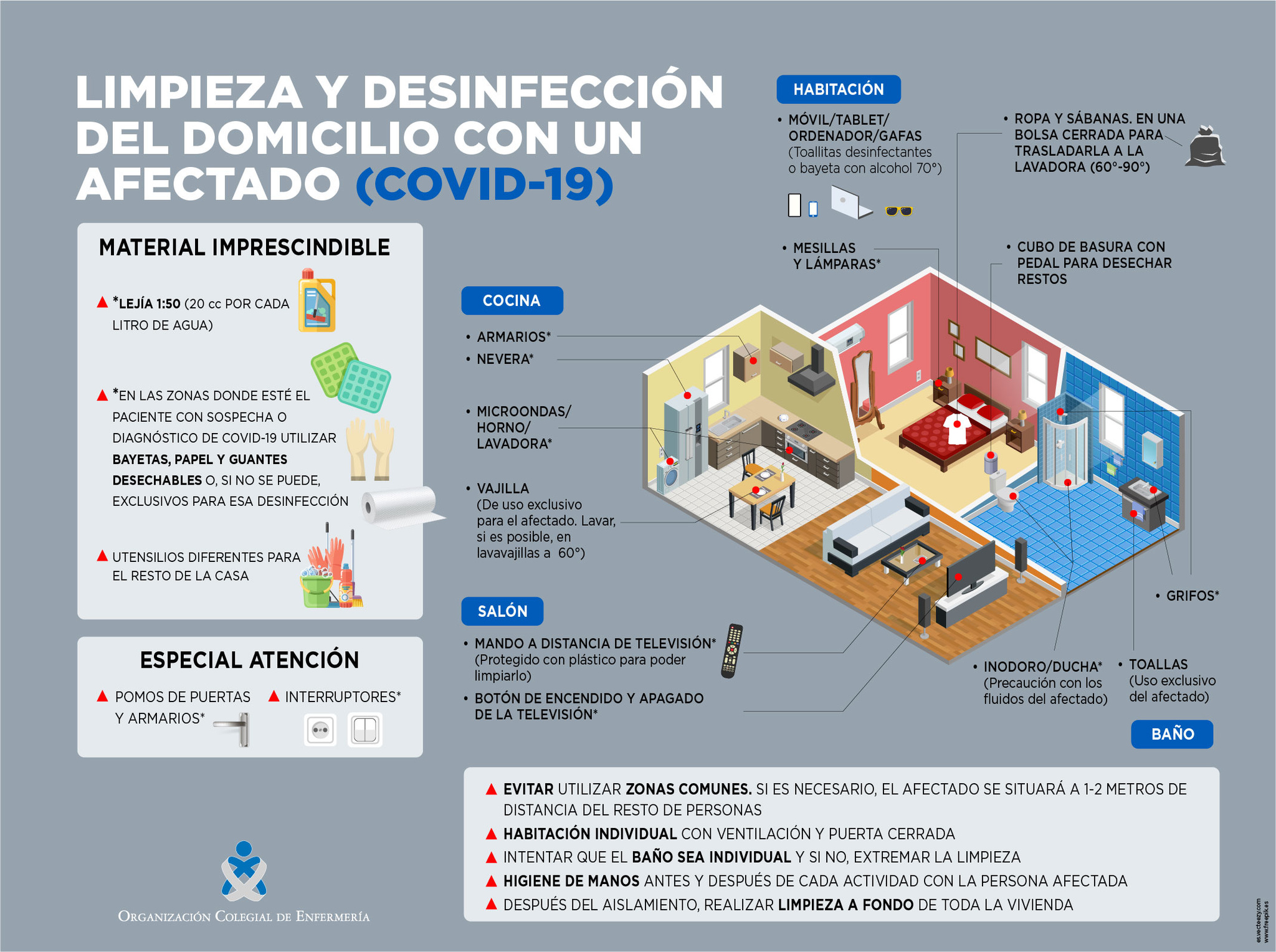 Limpieza y desinfección de un domicilio con un infectado