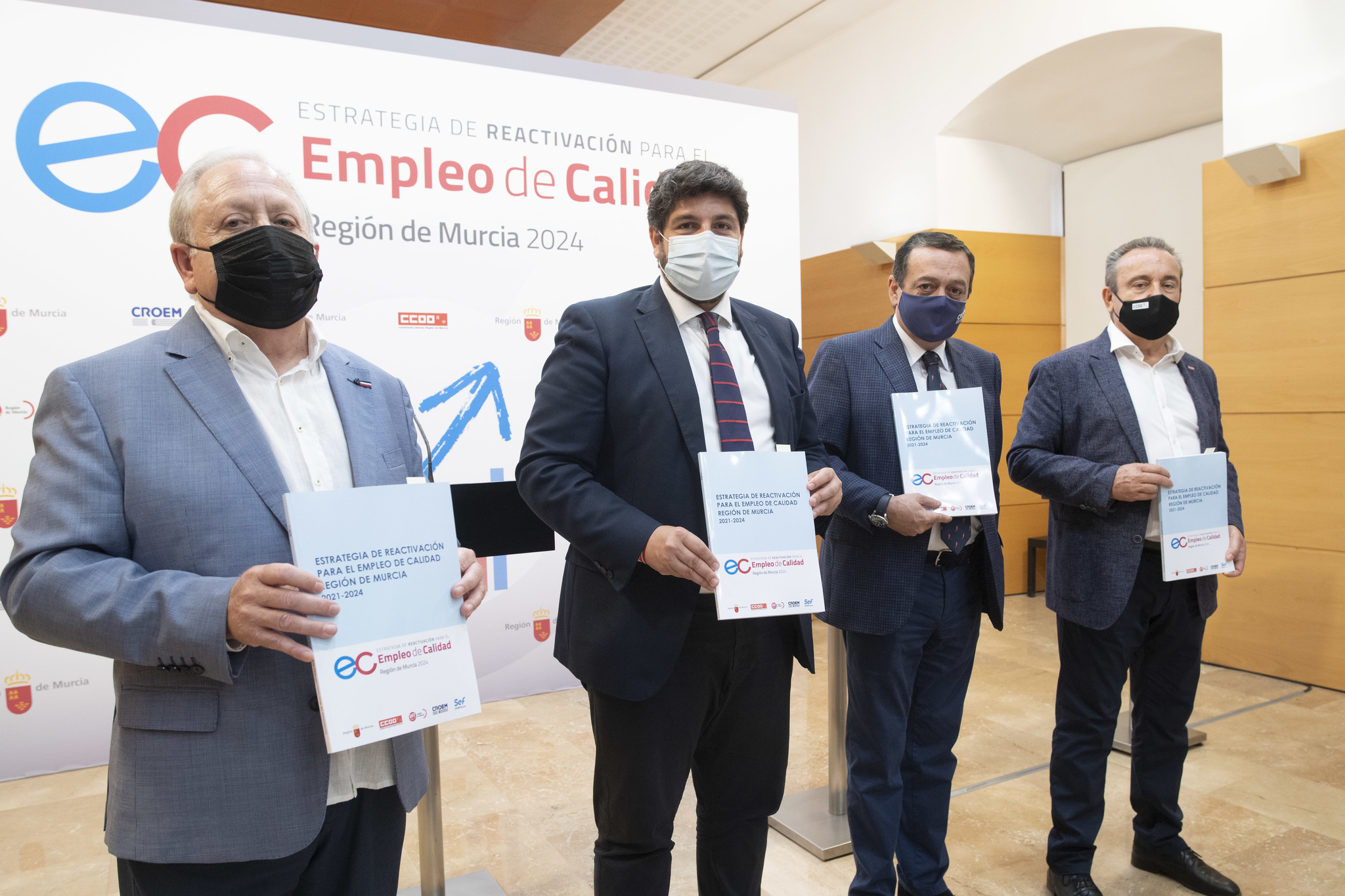 Acto de firma de la Estrategia de Reactivación para el Empleo de Calidad en la Región de Murcia 2021-2024