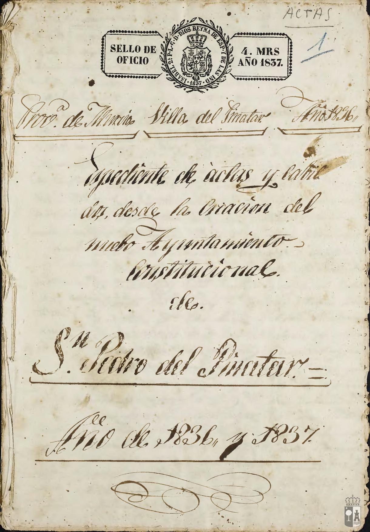 Ejemplo de acta capitular del siglo XIX, correspondiente al Ayuntamiento de San Pedro del Pinatar