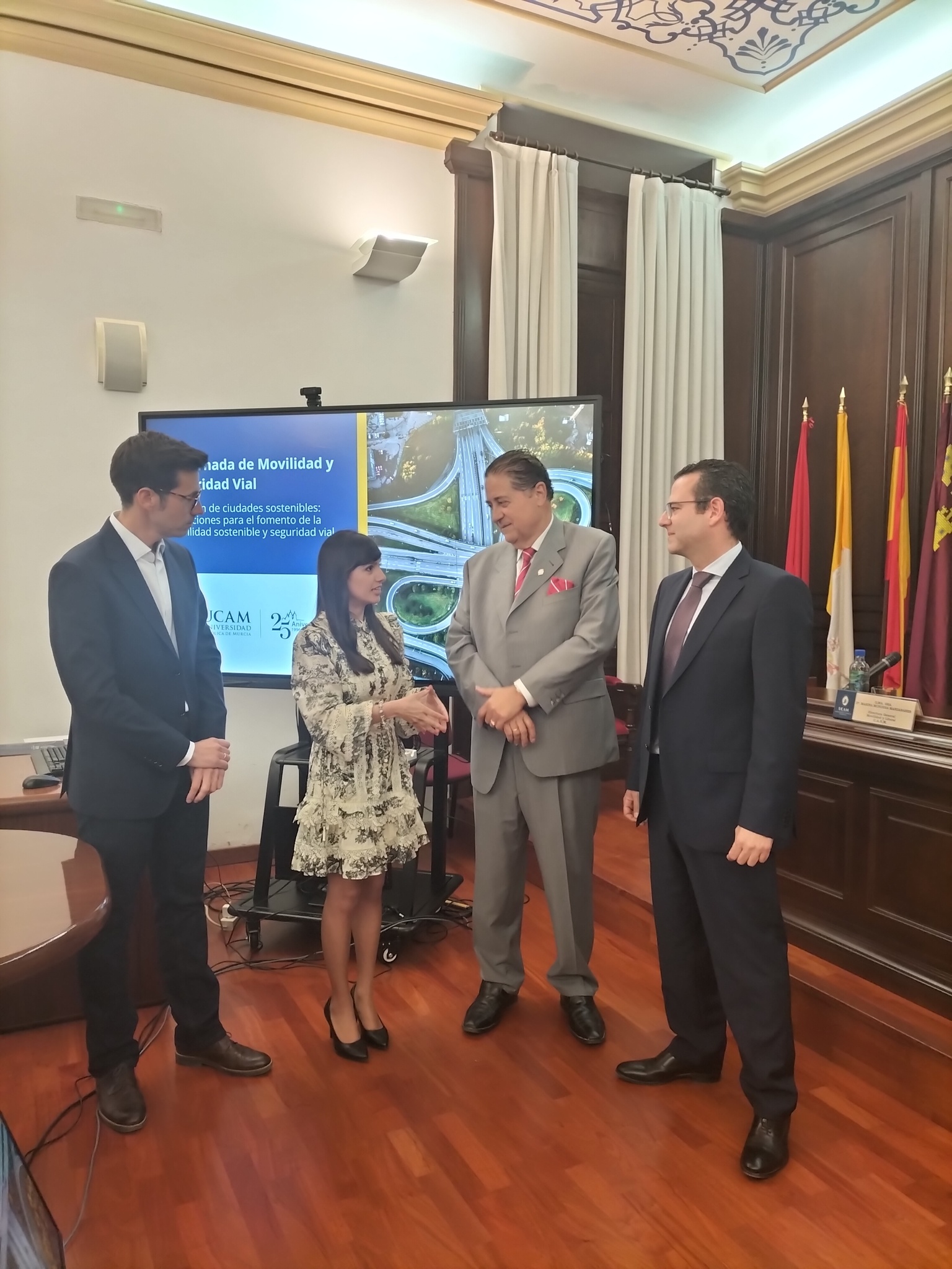 La directora general de Movilidad, Marina Munuera, durante la inauguración de la 'VII  Jornada de Movilidad y Seguridad Vial', organizada por la Universidad Católica San Antonio de Murcia