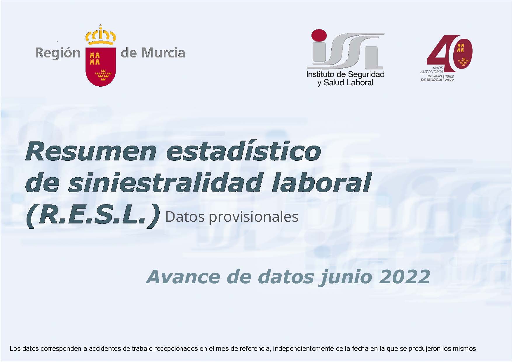 Resumen estadístico de siniestralidad laboral. Junio 2022