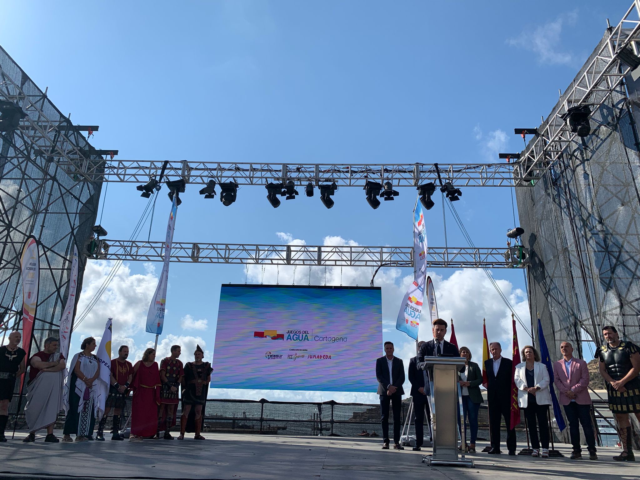 El director general de Deportes, Francisco Javier Sánchez, interviene en el acto de inauguración esta mañana en Cartagena