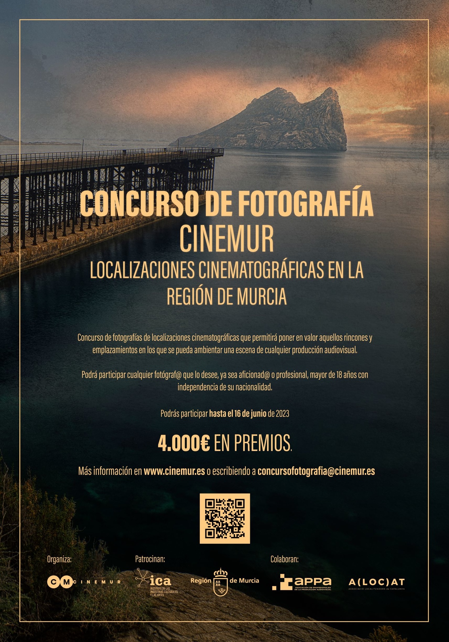 Cartel promocional del concurso de fotografía sobre localizaciones cinematográficas de Cinemur.