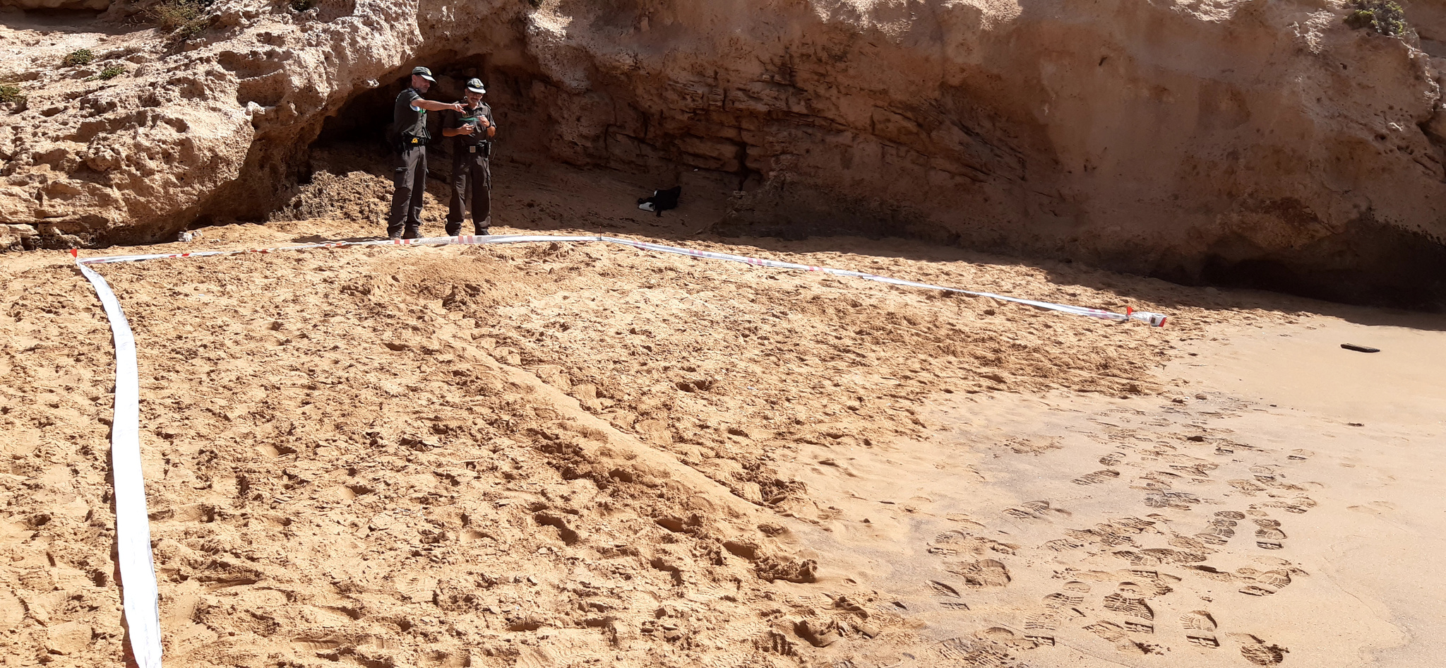 Zona de nidificación de la tortuga boba en la arena de la playa de Calblanque.