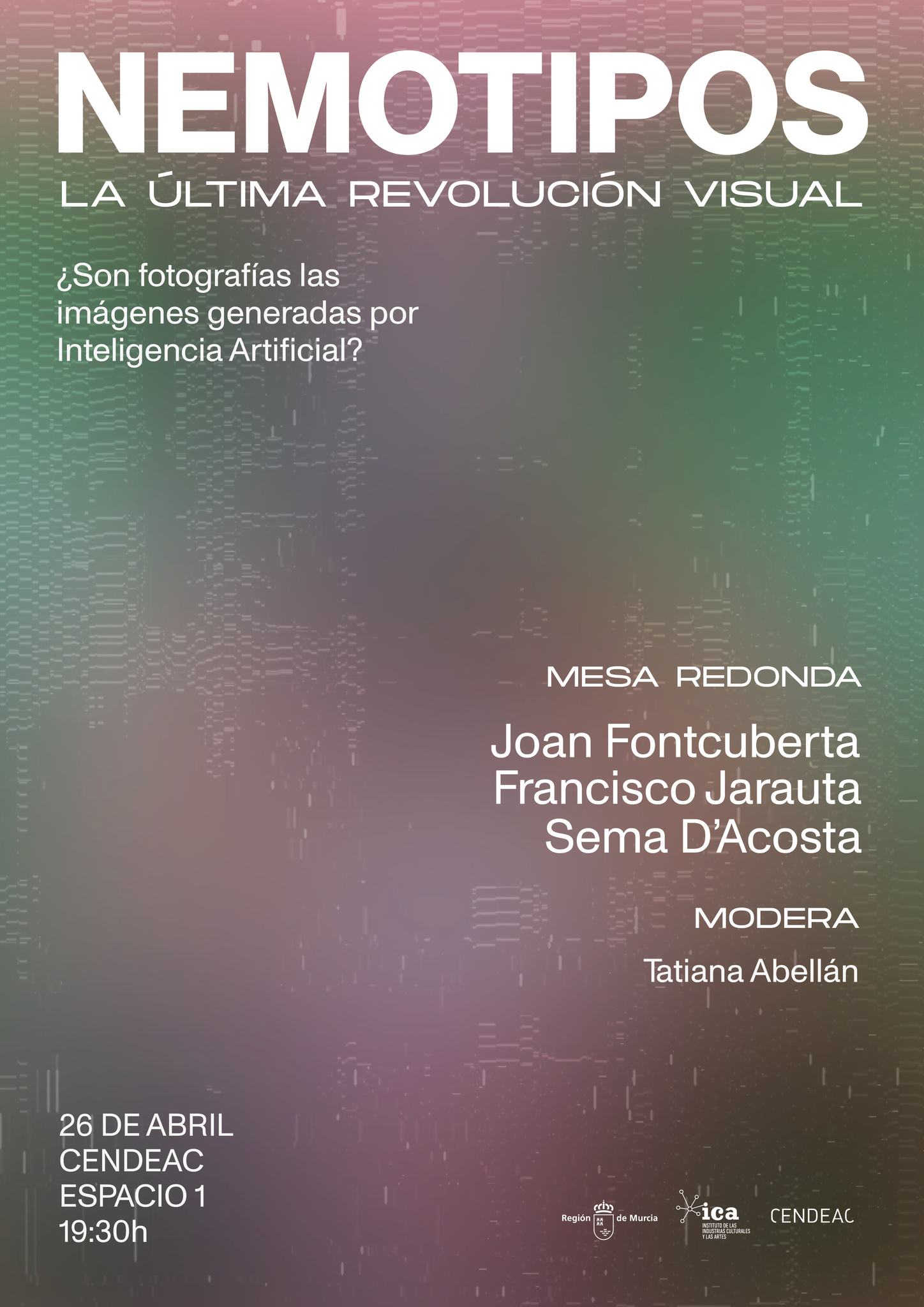 Cartel de la mesa redonda 'Nemotipos: La última revolución visual ¿Son fotografías las imágenes generadas por Inteligencia Artificial?'