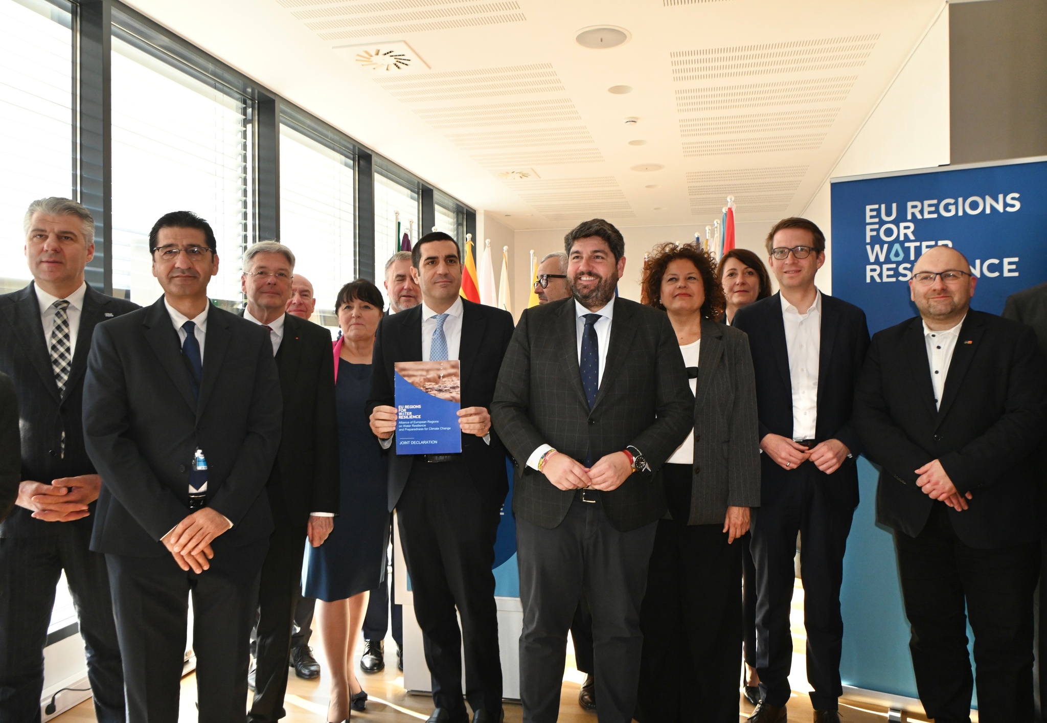 El presidente de la Comunidad, Fernando L&oacute;pez Miras, durante la presentaci&oacute;n de la Alianza de Regiones Europeas por la Resiliencia H&iacute;drica y la Preparaci&oacute;n...