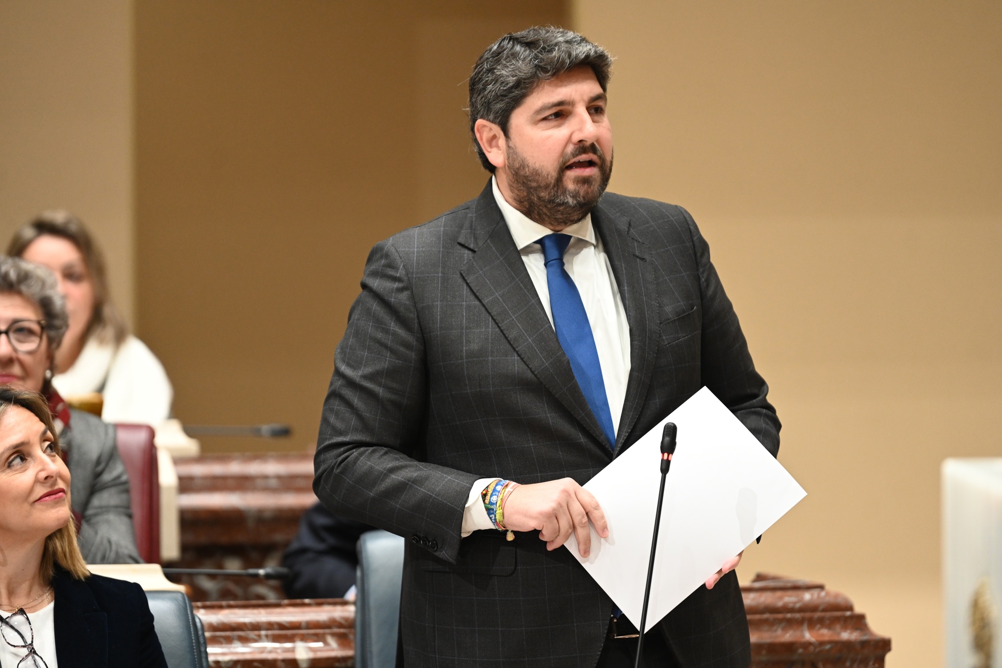 El presidente L&oacute;pez Miras, durante su intervenci&oacute;n hoy en el Pleno de la Asamblea Regional