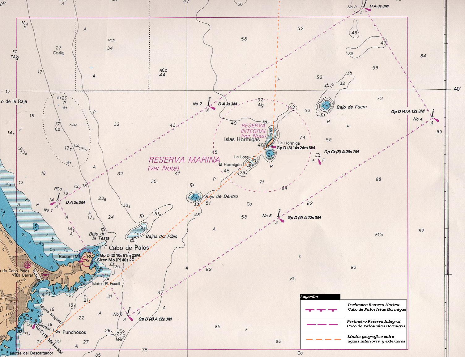 Mapa de la Reserva de Cabo de Palos