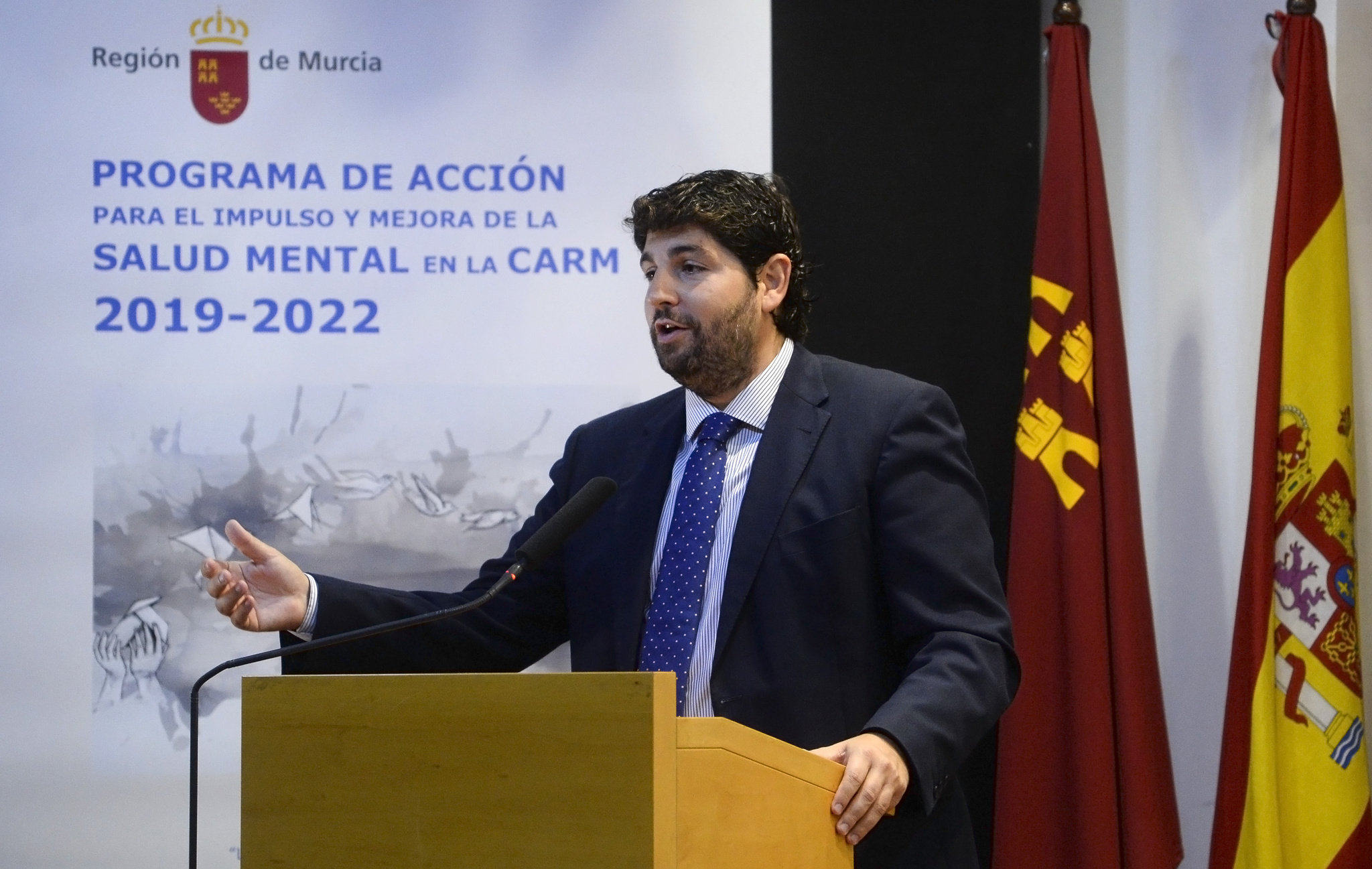 El jefe del Ejecutivo regional, Fernando López Miras, presenta el "Programa de acción para el impulso y la mejora de la salud mental 2019-2022" en la Región de Murcia (3)