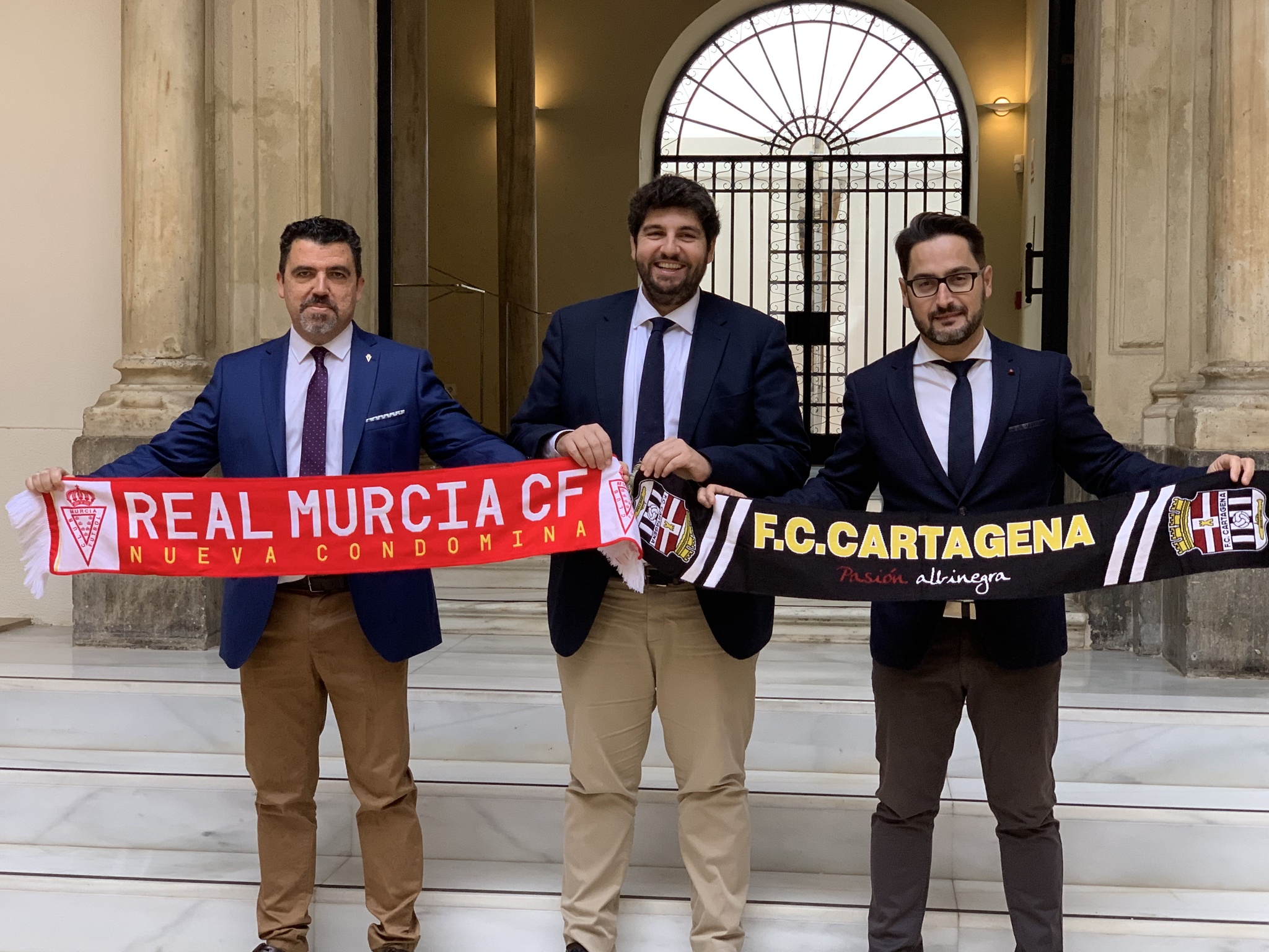 El presidente de la Región recibió a los presidentes del Real Murcia CF y del FC Cartagena