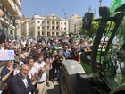 El presidente López Miras, durante la protesta por los recortes del trasvase Tajo-Segura celebrada en Alicante